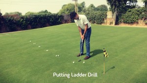 Golf putting ladder drill
